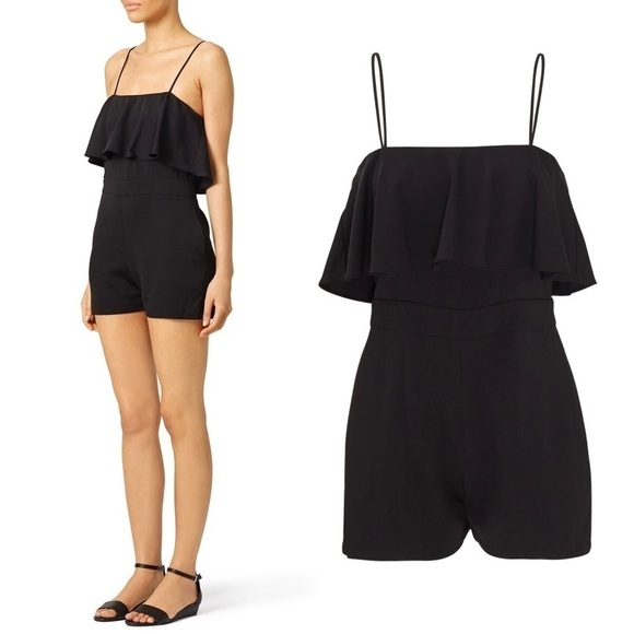 KARINA GRIMALDI 70s Ruffled Square Neck Sleeveless High Waist Playsuit Romper M - Picture 2 of 6